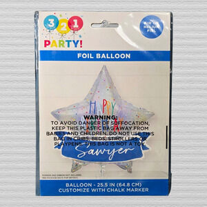 321 Party! Star Foil Balloon 25.5 in Happy Confetti Custom #18226